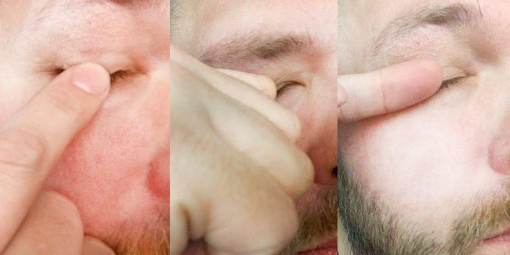 Fingerspitze Fingerknöchel Fingernagel Reiben der Augen