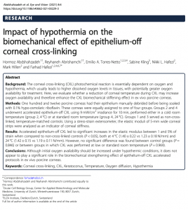 Cooling the cornea corneal cross-linking - biomechanical effect of epithelium-off corneal cross-linking