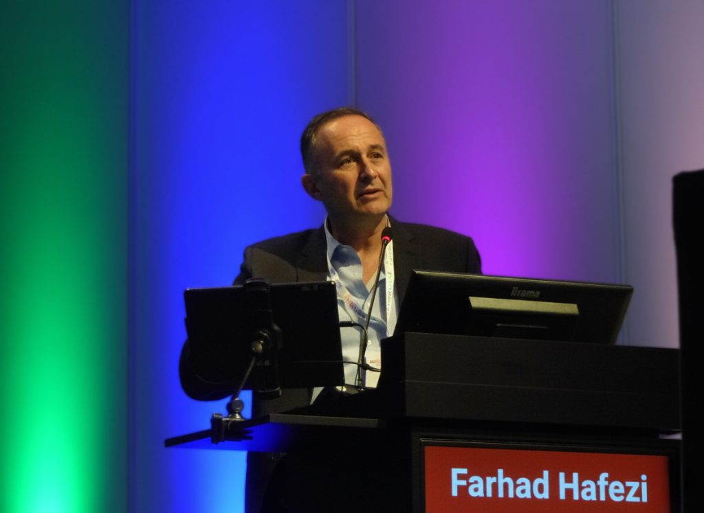 Farhad Hafezi no palco do II Consenso Global sobre Ceratocone, ESCRS 2025, Copenhaga